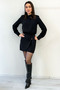 Women's Padded Long Sleeve Belted Mini Dress Black, Brown - 7