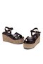 Women's high platform heeled sandals with woven detail and criss-cross design - lightweight sole - model 18105 - 9