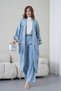 Women's Front Embroidered Beaded Denim Kimono Cardigan and Jeans Two-Piece Set - 2