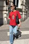 Women's Oversize T-Shirt Campus Bear Printed Red – Crew Neck, Comfortable Fit, 100% Cotton - 2