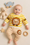 طقم طفل رضيع من القطن بنسبة 100% بنمط أسد مكون من قطعتين