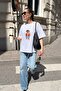 Women's Oversize T-Shirt Campus Bear Printed White – Crew Neck, Comfortable Fit, 100% Cotton - 4