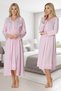 Women's Pink Elegant Lace Detailed Long Sleeve Special Design Cotton Dressing Gown Nightgown Set of 2 - 4