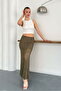 Khaki Color Long Transparent Skirt |   F1887 - Khaki