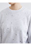 Gray Crew Neck Stoned Women's Thick Sweatshirt (S6) - 3