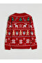 Two Mt Shop Quality Xside Red Knitwear Printed Oval Collar Boys' Sweater - 3