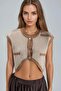 My Fashion Buttoned Striped Knitwear Short Top - 6
