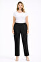Women's Plus Size Black, High Waist, Elastic Waist, Grass Stitched Pocket Trousers 65N39371 - 7