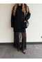 Black Tulle Detailed Long Knit Dress - 251009 - 6