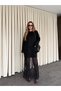 Black Tulle Detailed Long Knit Dress - 251009 - 4