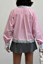 Women's Candy Pink Stylish Lace Detailed Shirt - 3