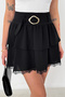 Women's Belt Detailed Lace Trimmed Mini Skirt – Noir Bloom - 5