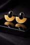 Oval Rhinestone Fan Shape Gold Color Earrings with Black and Brown Variants - 3