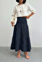 Women's Navy Blue Muslin Fabric Premium Long Skirt