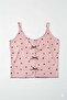 Pink Heart Patterned, Bow Detailed Ribbed Shorts Pajama Set - 5