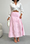 Women's Candy Pink Lined Muslin Fabric Premium Long Skirt - 4