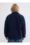 Navy Blue Comfortable Fit Men's Plush Shirt Jacket - 6