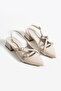 Women's Beige Short Block Heeled Shoes