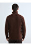 Brown Mock Neck Corded Fabric Men's Knitwear Sweater from Guliis Store - 4