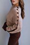 Wool Blend Sweater with Wooden Accessory Detail, Crew Neck, Soft Women's Sweater - 5