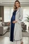 New Season Navy Blue Linen Dressing Gown with Shawl Collar Special Design Maternity Dressing Gown, Nightgown Set of 2 - 6