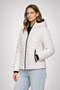 Women's Inflatable Hooded Zippered Coat Water Repellent Quilted Pocketed Jacket - Cream - 3