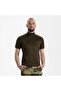 Collar Zippered K.Sleeve Green T-Shirt - 4