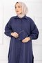 Oval Cut Hijab Shirt Tunic Navy Blue - 2