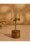 Gold Candle Holder with Wooden Base – Medium (28 × 10 cm)