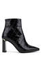 Women's Genuine Leather Black Crocodile Heeled Boots