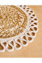 مفرش طاولة دائري مضفر من القطن الأبيض والبيج - 3