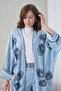 Women's Front Embroidered Beaded Denim Kimono Cardigan and Jeans Two-Piece Set - 3