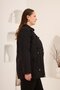 Women's Plus Size Trench Coat with Floral Appliqué Black - 4