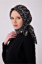 وشاح حرير تويل أسود بنمط أوبجي 100% 4322 - 85 - 2