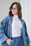 Women's Front Embroidered Beaded Denim Kimono Cardigan and Jeans Two-Piece Set - 7