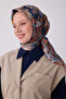 Lacivert Etnik Desen %100 Twill İpek Eşarp 4304 - 31 - 2