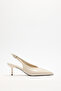 Heeled 2610 - Pointed Toe Stone Detail Bone Women's Heeled Shoes - 4