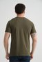 Khaki Minimal Printed Cotton Fabric Standard Fit Baby Blue Men's T-Shirt - 6
