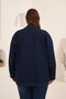 Pocket Detailed Plus Size Women's Denim Jacket Navy Blue - 6