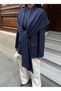 Women's Shawl Detailed Navy Blue Jacket - 6