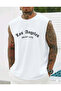 White Men's Cotton Crew Neck Training Sports Athlete Tank Top Sleeveless T-Shirt