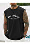 Black Men's Cotton Crew Neck Training Athlete Tank Top Sleeveless T-Shirt
