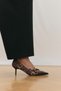 Heels 2604 - Pointed Toe Ribbon Detailed Leopard Women's Heels - 2