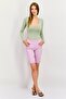 Women Petite Fit Plain Chino Shorts, Lavender - 2