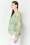 Women Round Neck Floral Print Long Sleeve Blouse, Green - 3