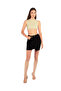 Women Black Split Front Denim Mini Skirt
