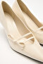 Heels 2604 - Pointed Toe Ribbon Detailed Bone Heels for Women - 5