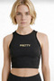 Gold Printed Black Sports Bustier – Fitness & Yoga Crop Top
