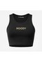 Gold Printed Black Sports Bustier – Fitness & Yoga Crop Top - 3