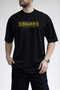 Men's Follow Your Dreams Text Printed Crew Neck Black T-Shirt - 3